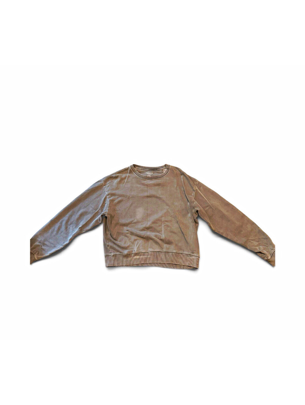 American Eagle Women’s Brown Solid Crew Neck Pullover Sweatshirt Long Sleeve S